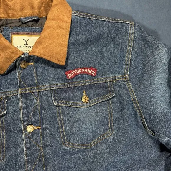 Yellowstone Dutton Ranch Size XL Denim Cowboy Jean Jacket Insulated - Picture 4 of 7